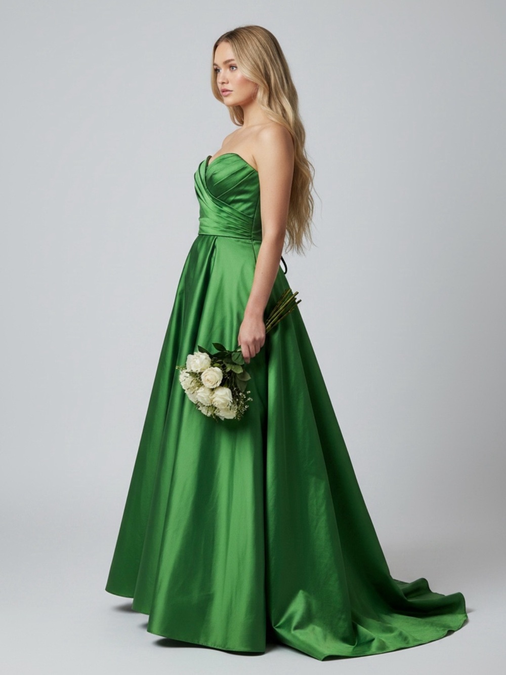 NWT- David and bridal strapless green long formal dress - Picture 8 of 8